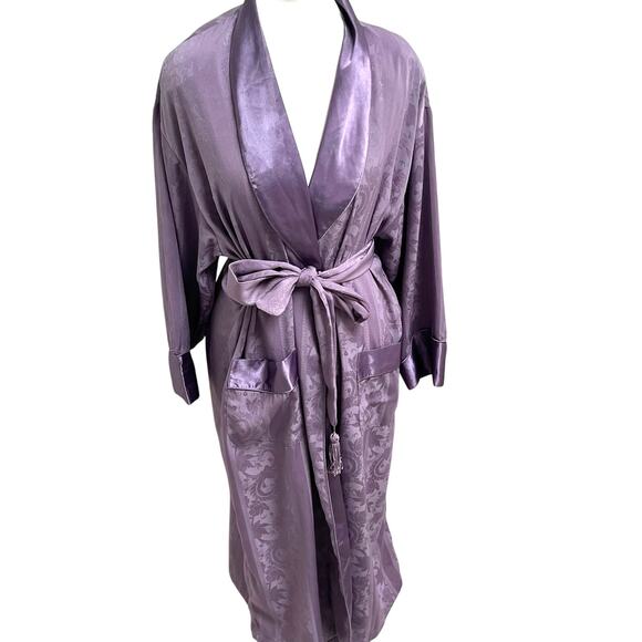 Vintage Victoria Secret Gold Label purple satin robe Valentines Day M/L - Picture 1 of 12
